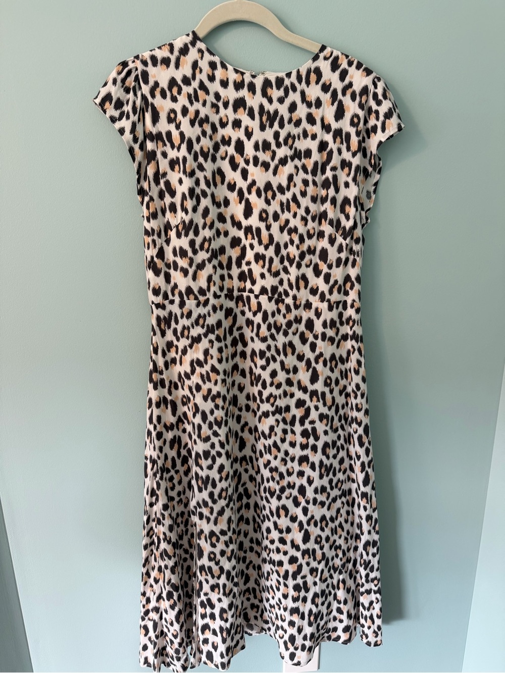 Leopard Print Cap Sleeve Midi Dress - Cream & Black